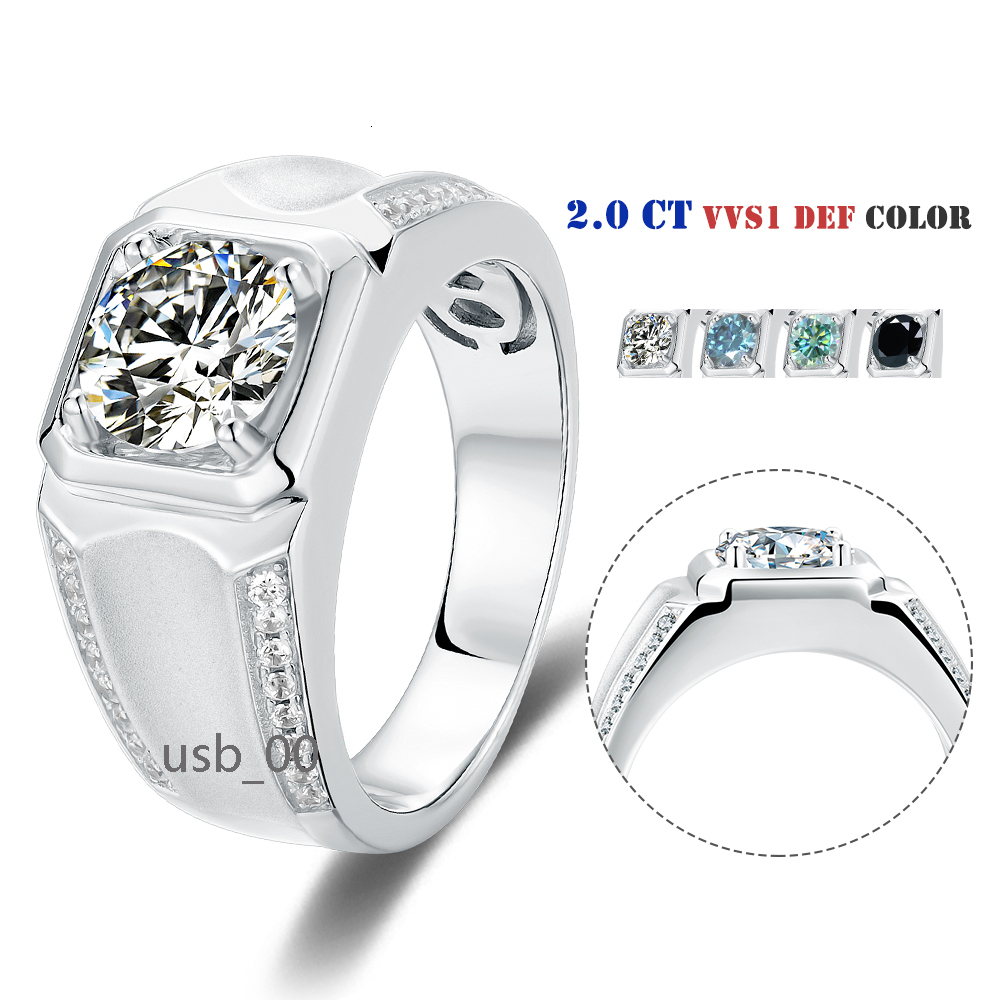 Luxury 925 Sterling Silver China Cz Side Stone 8mm Moissanite Rings Men Modern Ring for Anniversary