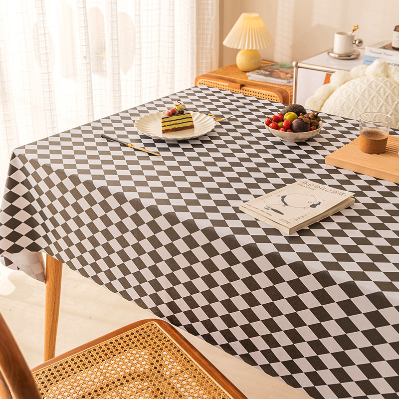T0264 PVC tablecloth waterproof and oil-proof washable coffee table tablecloth rectangular light luxury diamond tablecloth wholesale