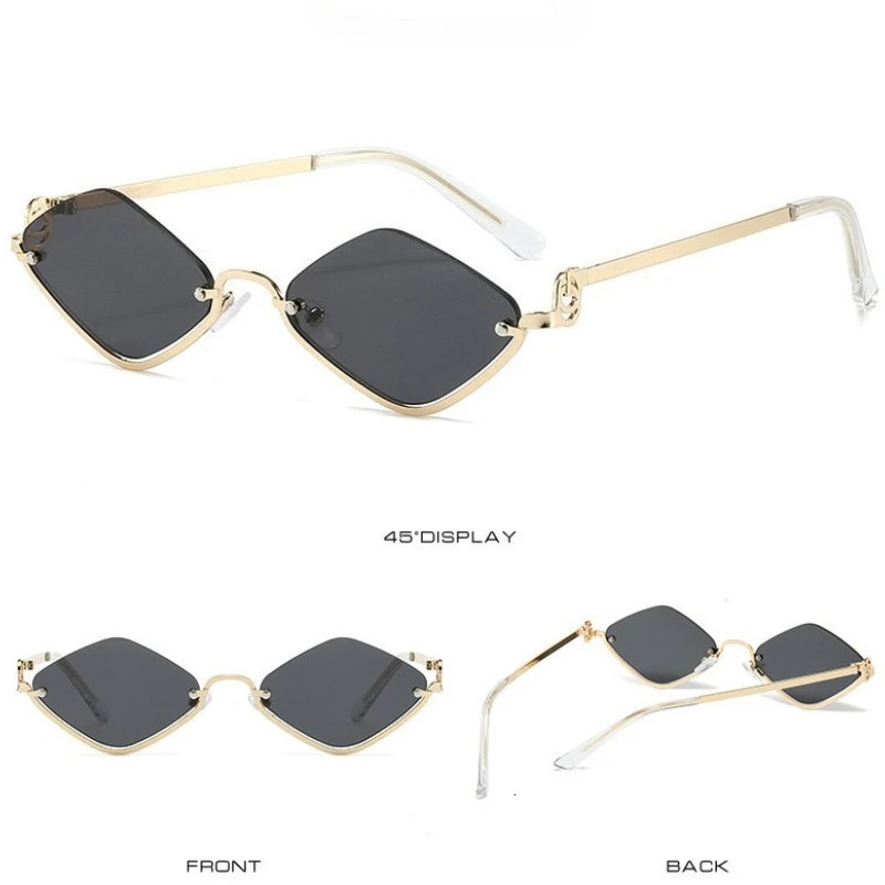 Metal Sunglasses for Women Men 2025 Half Frame Diamond Shaped Sunglasses Dopamine Small Outdoor Sunglasses 251125