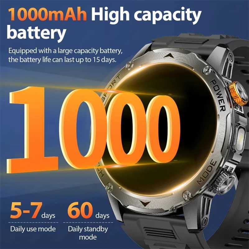 2025 1000mAh Super Capacity Battery Adult Men Smart Watch 17-inch Large Screen BT Call IP68 Waterproof SmartWatch SportsW251128