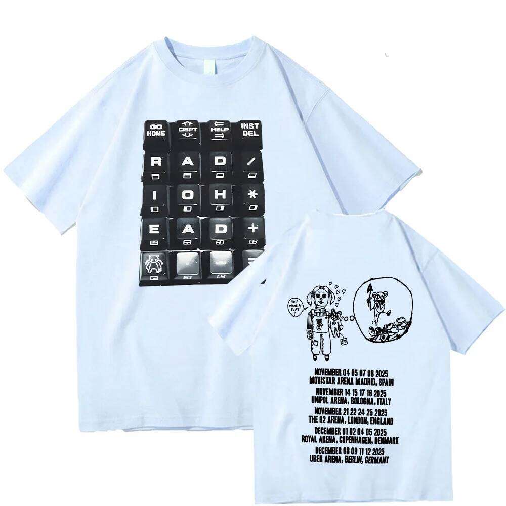 Radiohead 2025 Black Tour T-shirt Fashion Rock Band T Shirts Men Women Cotton Loose Tops Streetwear Summer Short Sleeve Clothes C251128