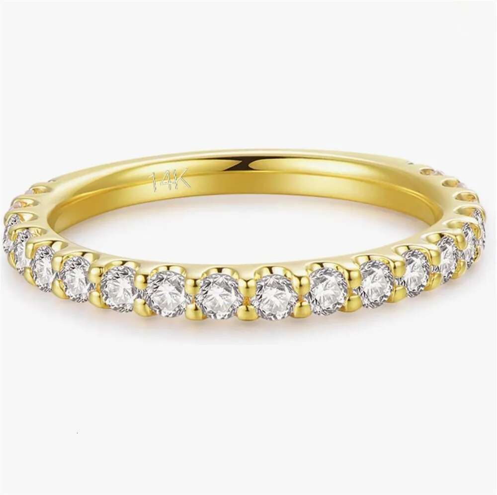 14K Solid Gold Band Rings 2.5mm lab-grown diamond Half Eternity Bands Womens Band Ring custom made platinum wedding ring