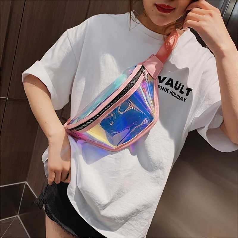 Transparent PVC Waist Bag with Laser Design Waterproof Crossbody Sports Phone Pouch for WomenT251128