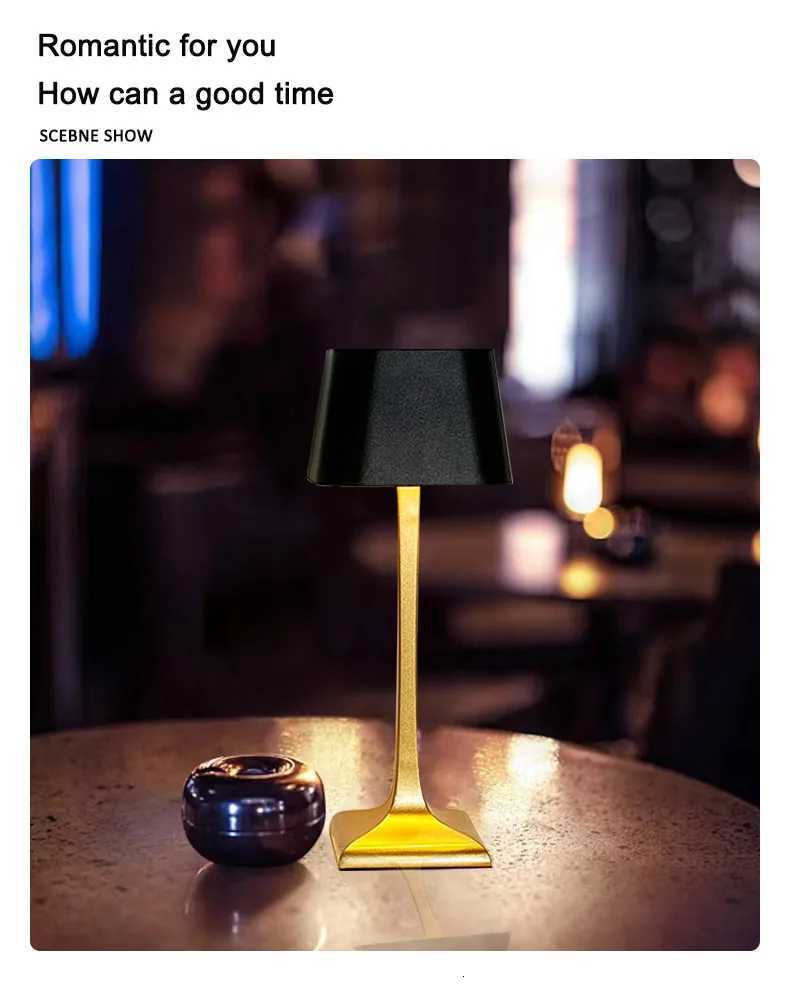 Home and hotel decoration Nordic luxury wireless dimmable portable rechargeable table lamp in gold and black M251128