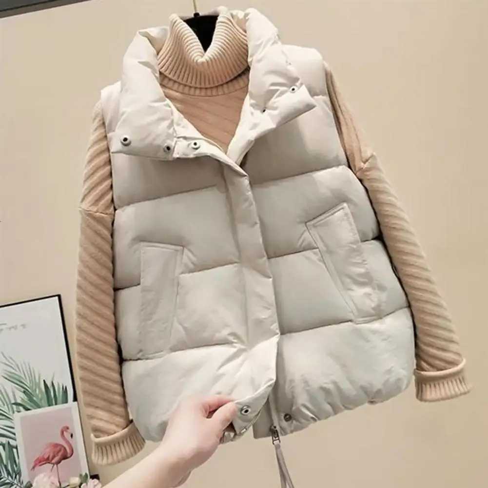 Women s Cropped Puffer Vest Zip Up Stand Collar Warm Sleeveless Padded Jacket Coat for Fall WinterT251128