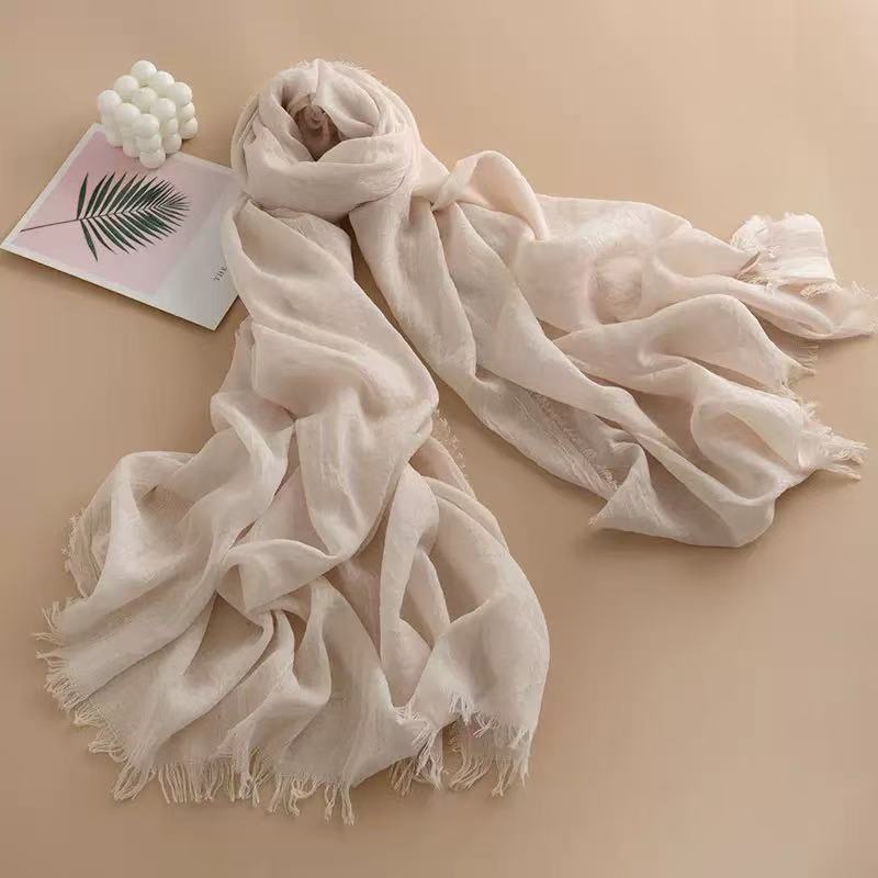 T571 Spring and Summer New European and American Pure Color Thin Scarf High-end Women's All-match Long Air Conditioning Shawl Sunscreen Scarf