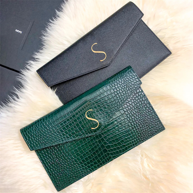 Crocodile leather UPTOWN Purses flap envelope bags caviar Wallets Womens flap storage Designer shoulder bags Luxury mens CrossBody handbag fashion tote clutch bag