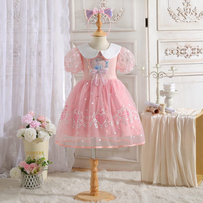 Disney princess dress birthday outfit dress beach dress baby designer clothing girls dress baby Elsa dress girls summer designer dress Comfortable and