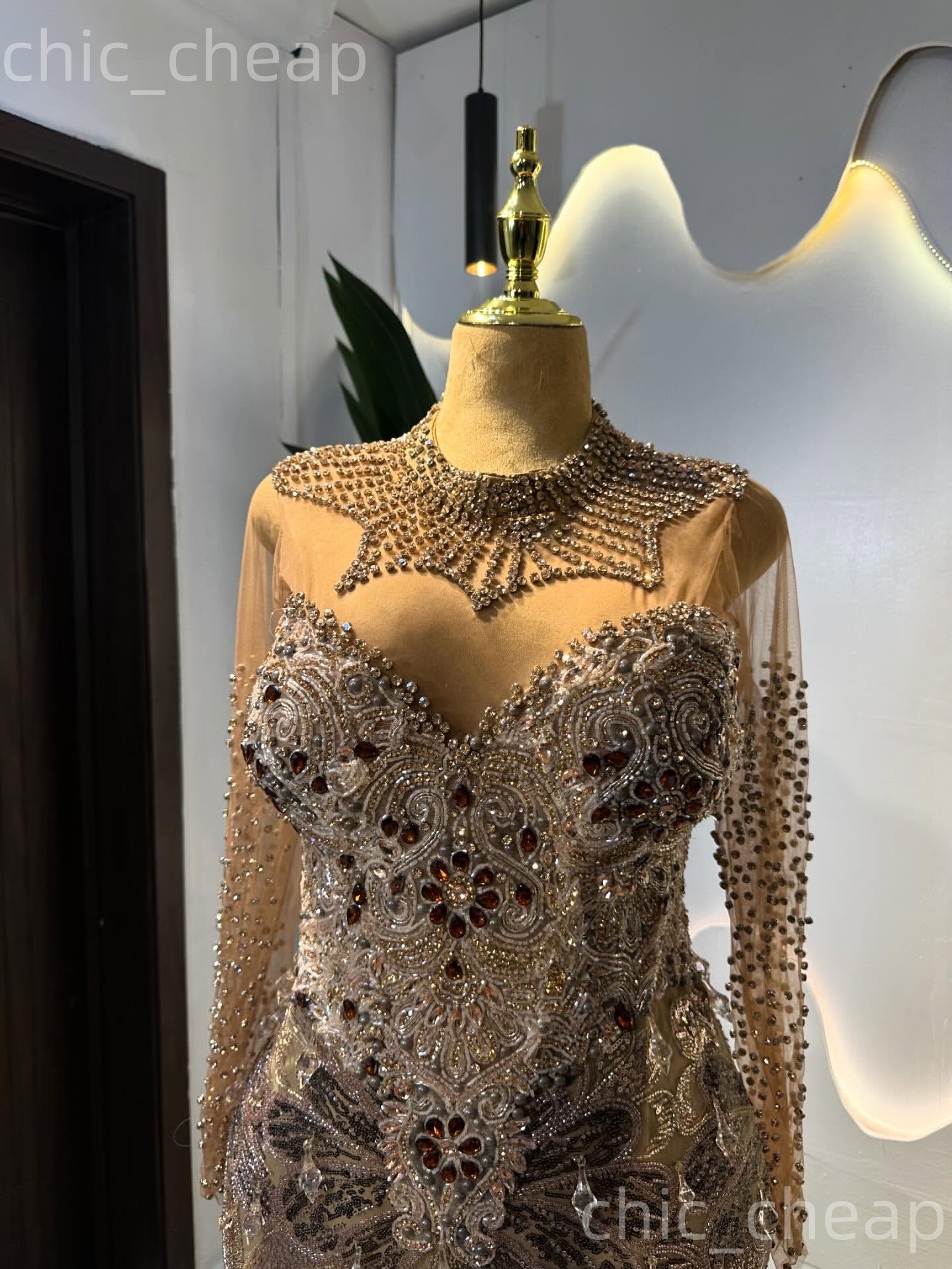 Aso Ebi Champagne Mermaid Prom Dresses 2026 Rhinestones Illusion Evening Formal Party Second Birthday Engagement Gowns Plus Size Dress For Special Occ