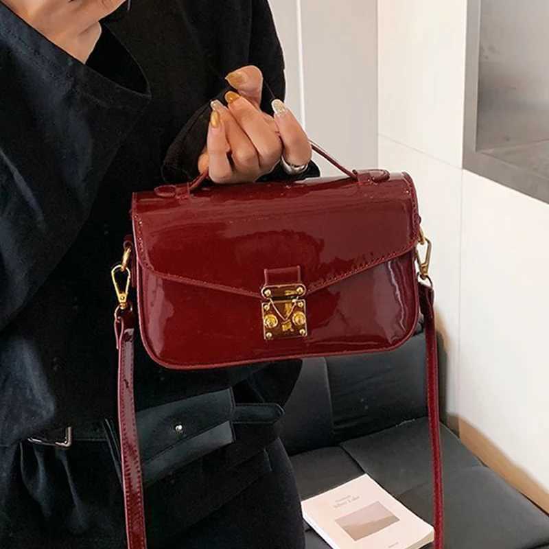 Designer Bags for Wen Red Glossy Patent Leather Handbag Fi Versatile Square e Shoder Bags Simple Mini Crossbody Pack Y251127