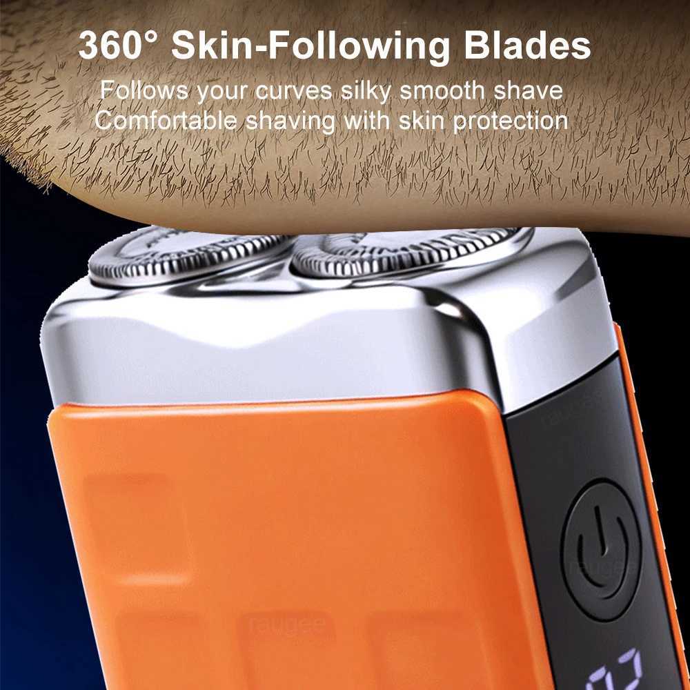 Portable Electric Shaver For Men Beard Trimmer USB Rechargeable Face Beard Shaving Dual Blade Home Travel Mini Face Rotary Razor C251128