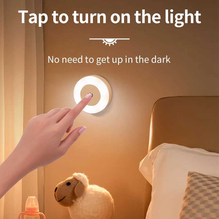 Round Led Wall Lamp Rechargeable Night Light with Touch Switch Dimmable Magnetic Book Light for Reading Bedroom Cabinet Closet M251128