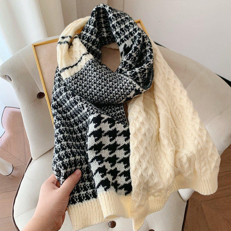 Knitted yarn scarf for women 2025 new winter warm and versatile Korean version student thick scarf