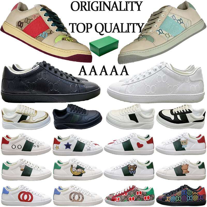 AAAAA Top Quality Classic ACE Luxury Designer Couple Shoe Men Women White Shoe Pattern Embroidery Latex Insole Comfortable Breathable Various Styles Size 35-46