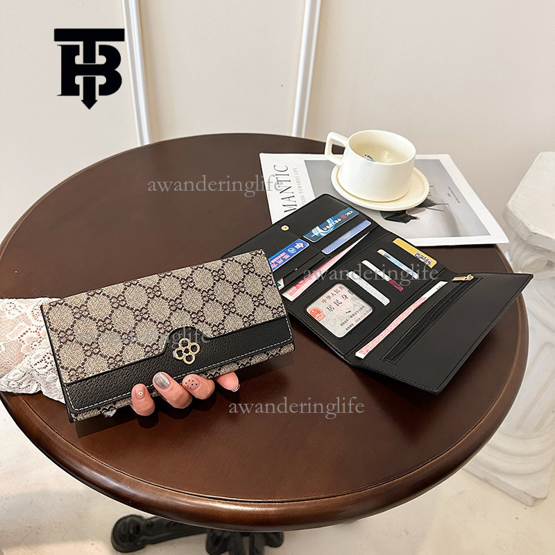 TB BHULAMTE Designer Luxury Metal Logo Folding Large Banknote Wallet Long, Large Capacity Multi Card Slot Card Bag Handbag Women's Printed Retro 
