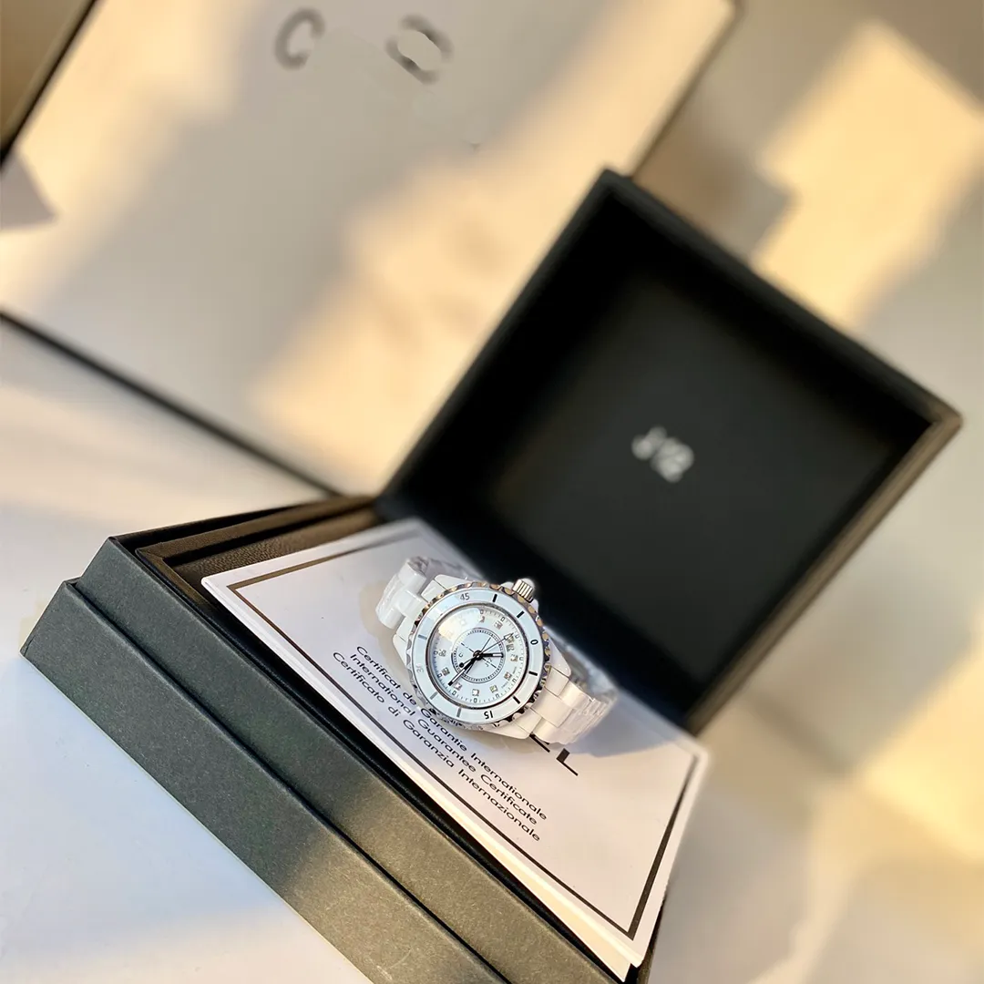 Watch with logo box, designer watch, luxury watch, designer model 38mm, formal event or travel, high-quality materials, gift box, ceramic ladies' watch, extremely