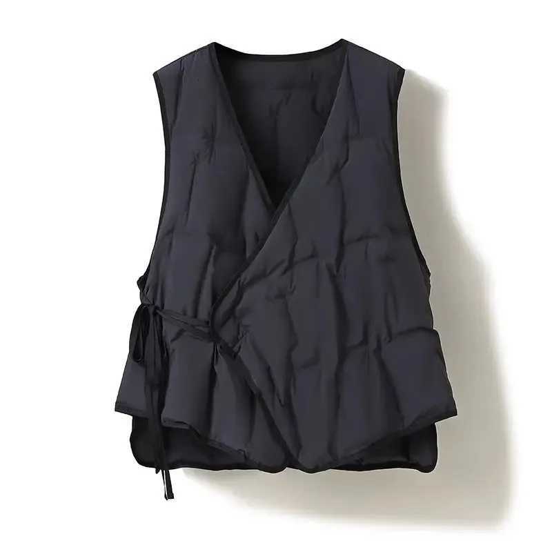 Coat Inner wear Base Liner Collarless V-neck Lightweight Belt down Jacket Cotton-padded Clothes Vest Outer WearT251128