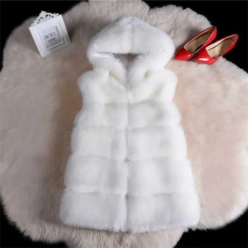 New Hooded Autumn And Winter Mid Length Casual Womens Faux Fur Vest Jacket Comfortable Loose Warm Female Tank Top CoatT251128