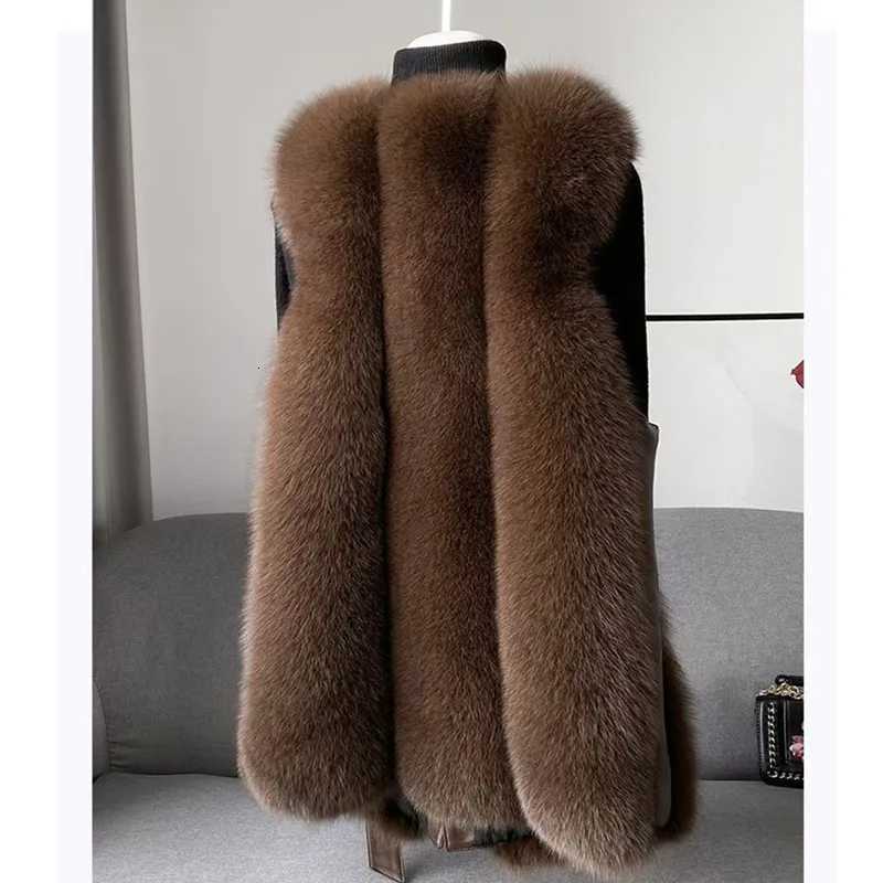 2025 Autumn Winter New Imitation Fox Fur Vest Womens Medium Long High end Fashion Young Sleeveless Coat Female Warm WaistcoatT251128