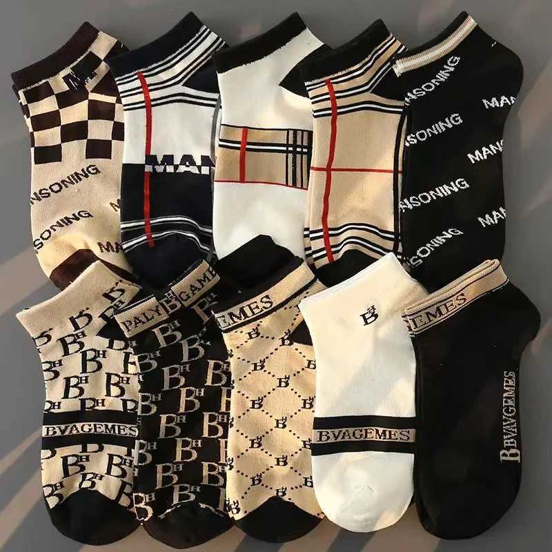 10 Pairs Mens Socks Thin Ins Fashion Cool Deodorant Low Help Mens motion Boat Socks Casual Letter Socks Womens cotton Socks J251128