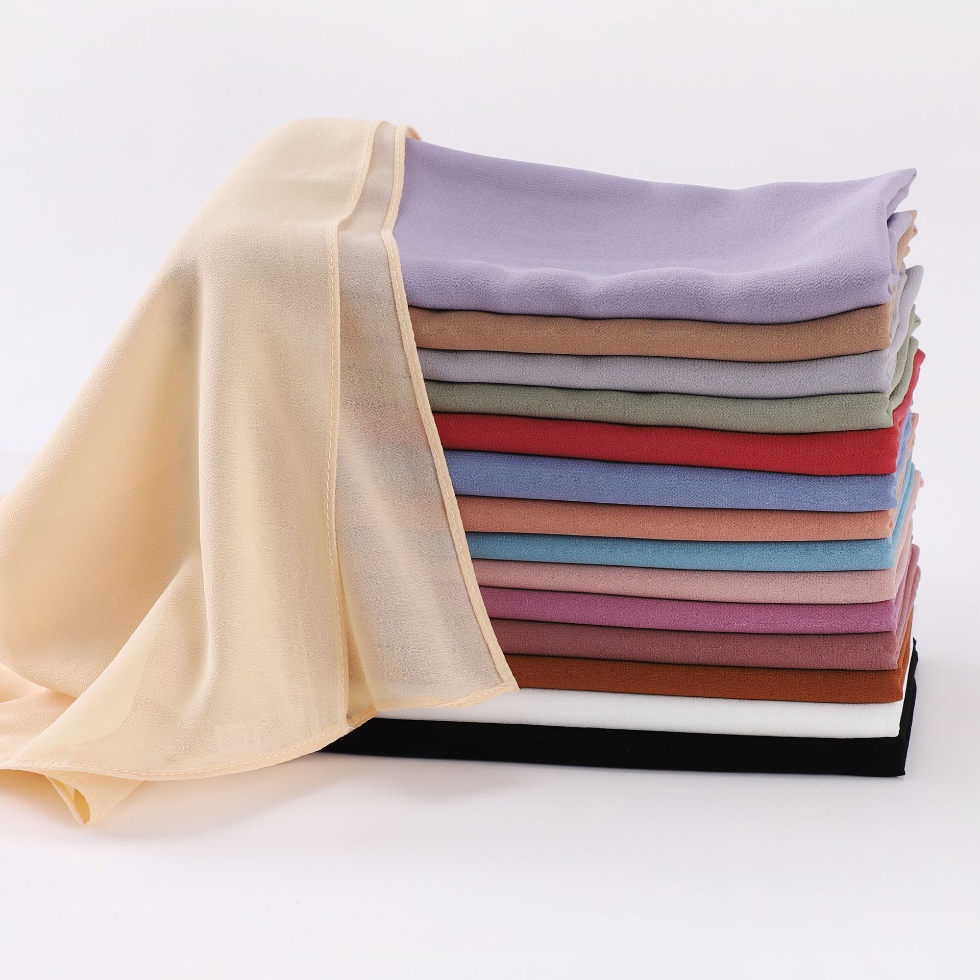 K760 Solid color scarf single color chiffon headscarf 90*90 gauze scarf Hui ethnic scarf women's headscarf wholesale