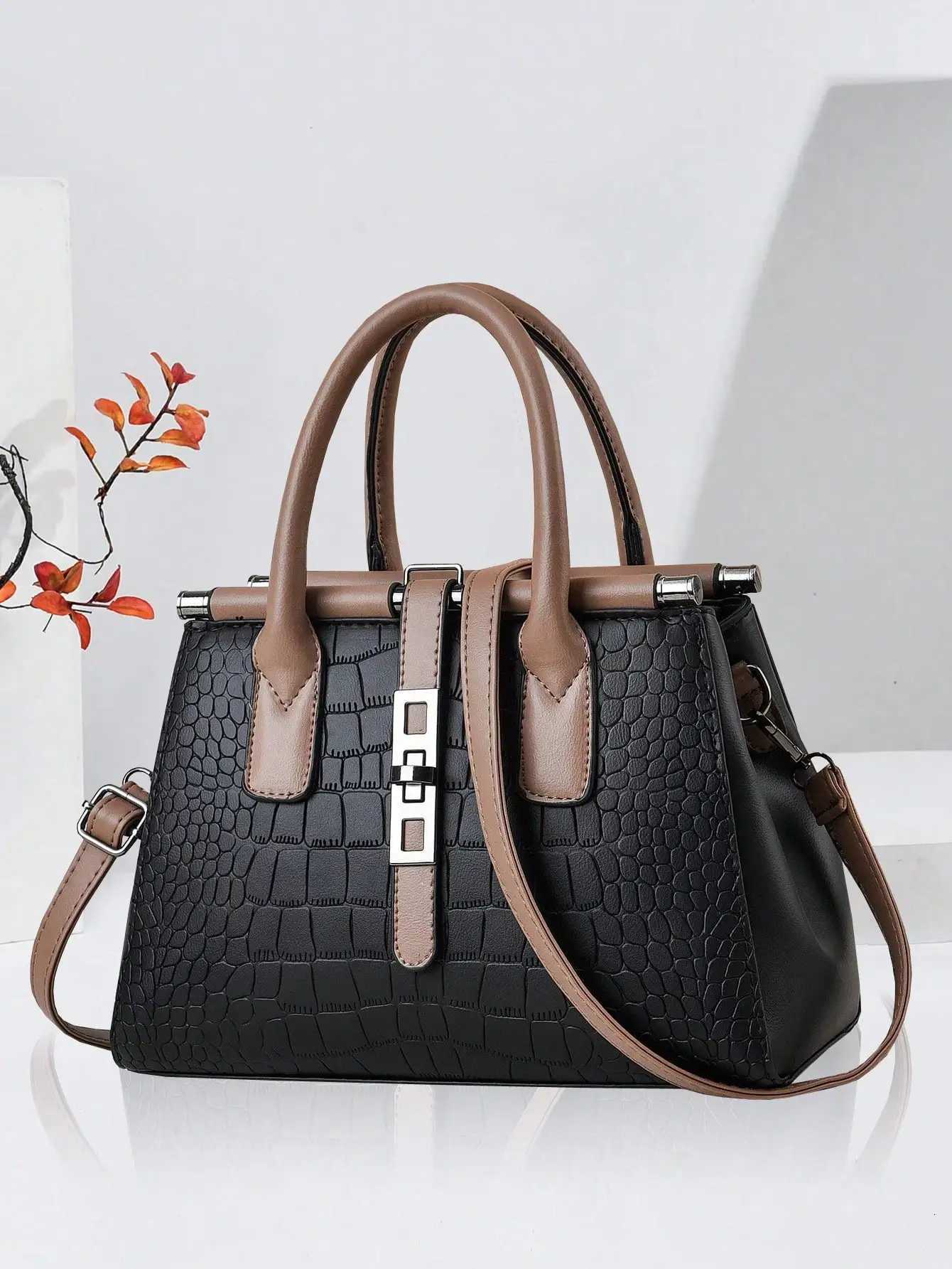 Crocodile pattern womens bag elegant and fashionable shoulder bag large capacity casual simple handbag K251128