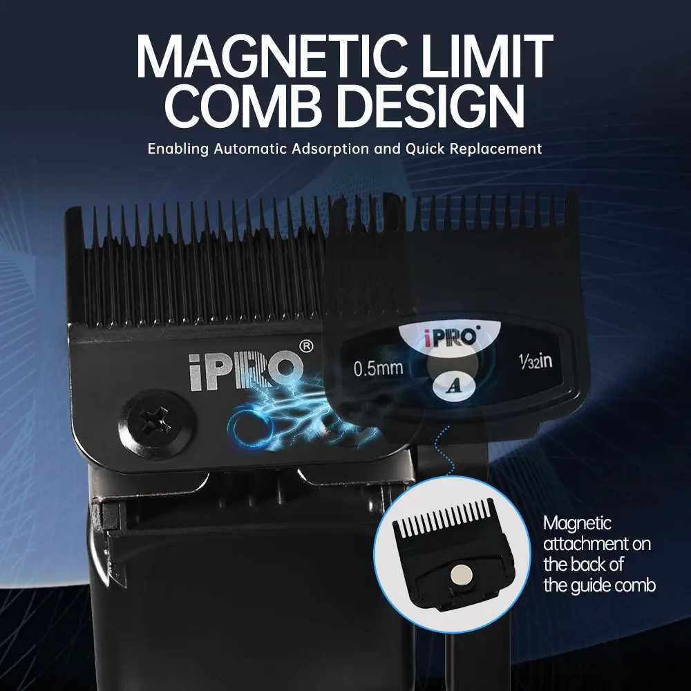IPRO S1081 Professional Electric Hair Clipper 8800RPM High Speed 4500mAh Long Battery Life Magnetic Detachable Comb Hair Trimmer X251128