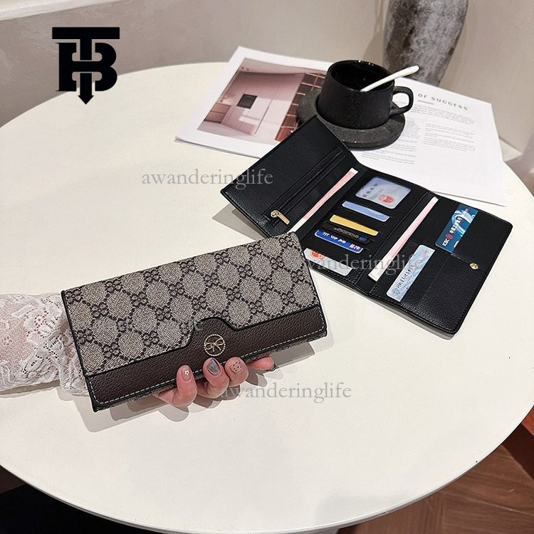 TB BHULAMTE Designer Luxury Metal Logo Folding Large Banknote Wallet Long, Large Capacity Multi Card Slot Card Bag Handbag Women's Printed Retro 