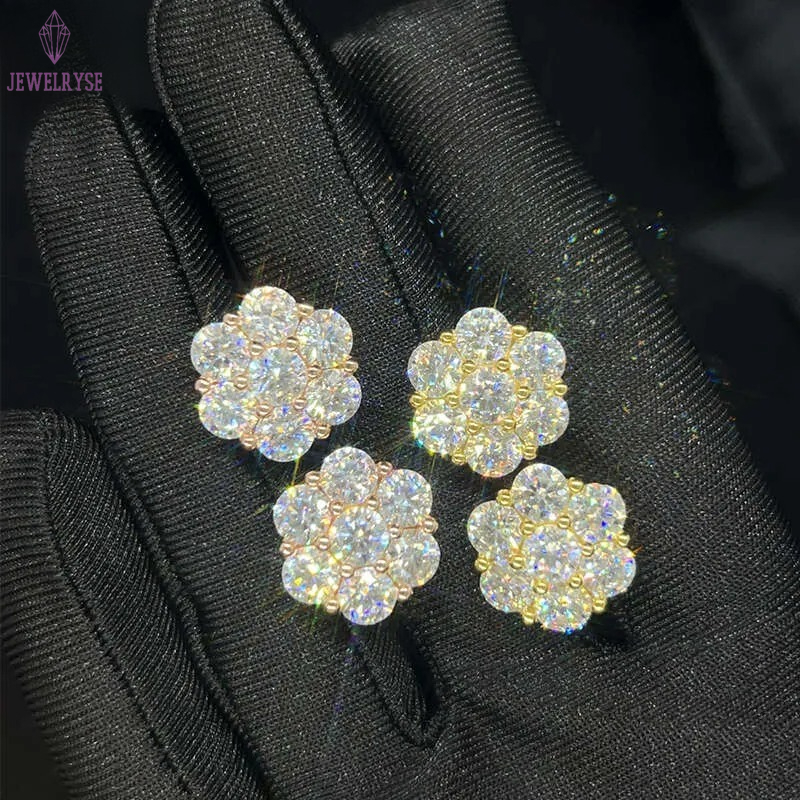 Hot Sale Dropshipping Fashion Jewelry Earrings Gold Plated Sier Vvs-Fl GRA Iced Out Screw Back Moissanite Stud Earring