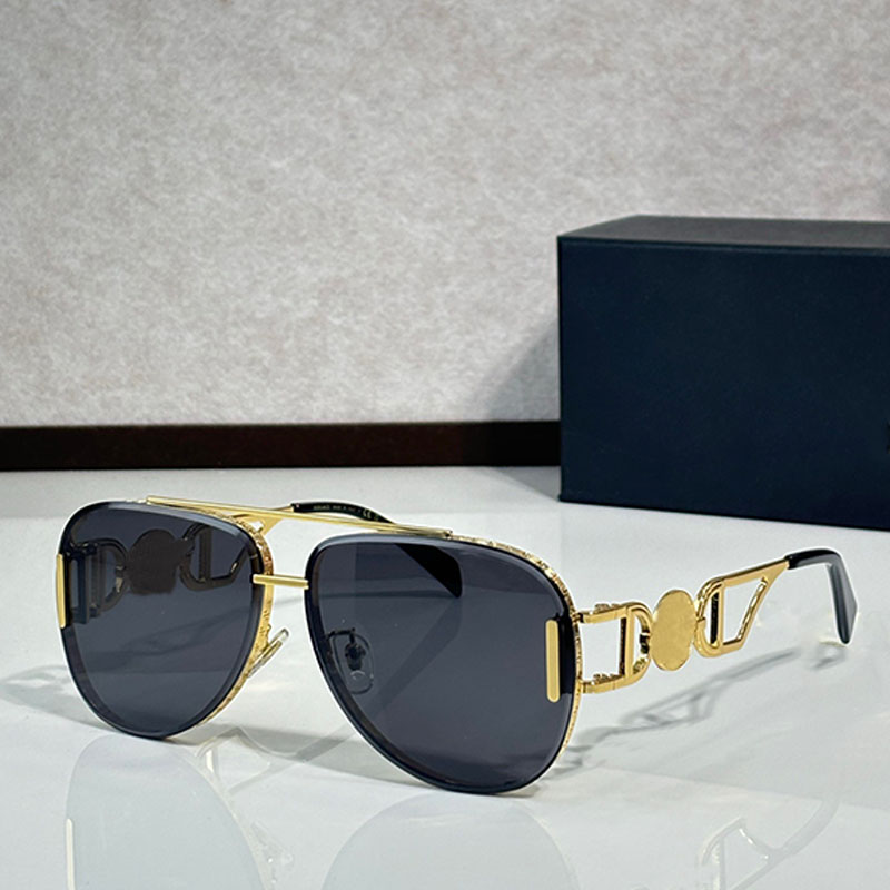 Designer Women Metal Pilot Sunglasses Oversize Elliptical lens 26SS Fashion women casual versatile UV400 4706