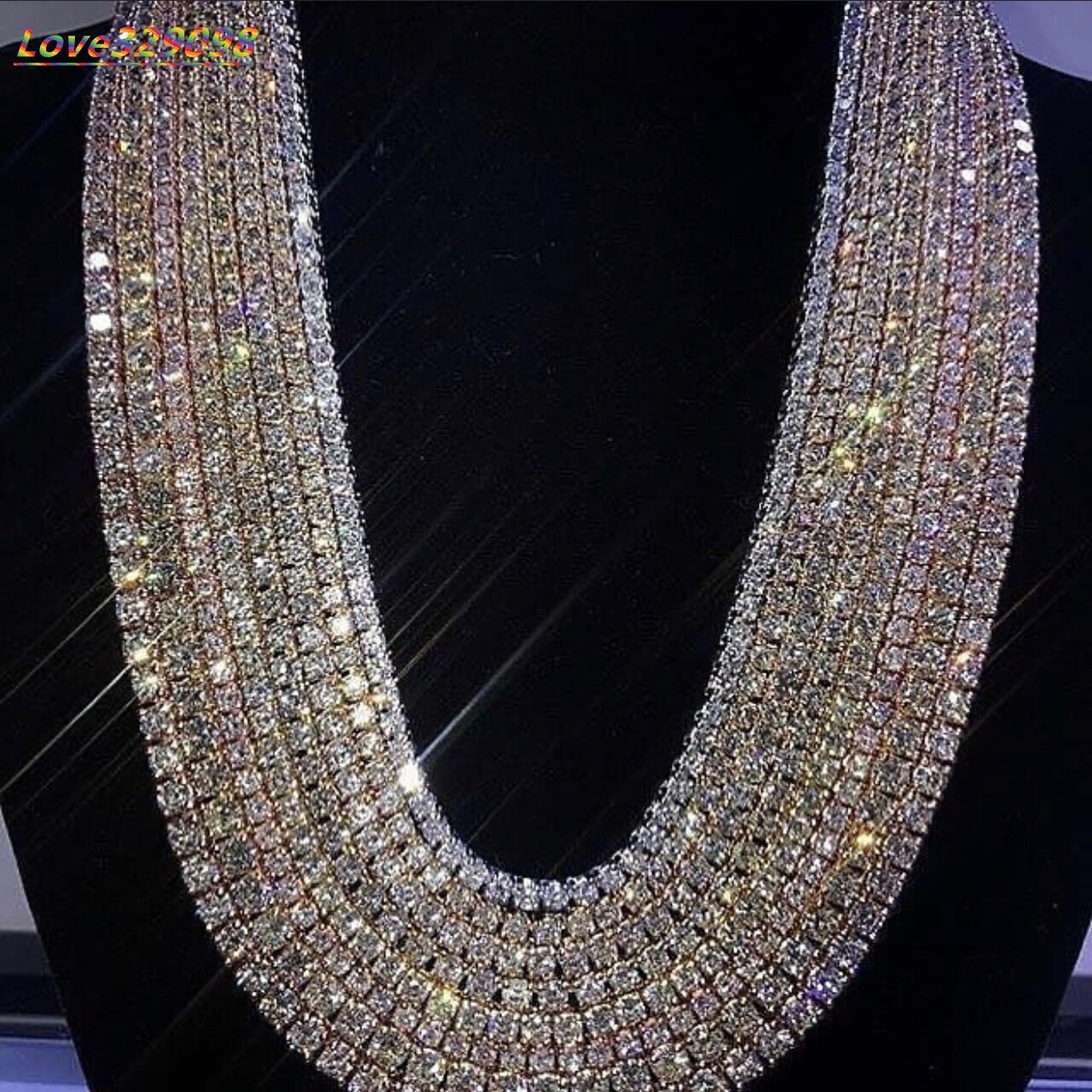 925 silver hip-hop tennis necklace 4mm wide 925 silver VVS moissanite tennis necklace hip-hop tennis necklace jewelry and accessories