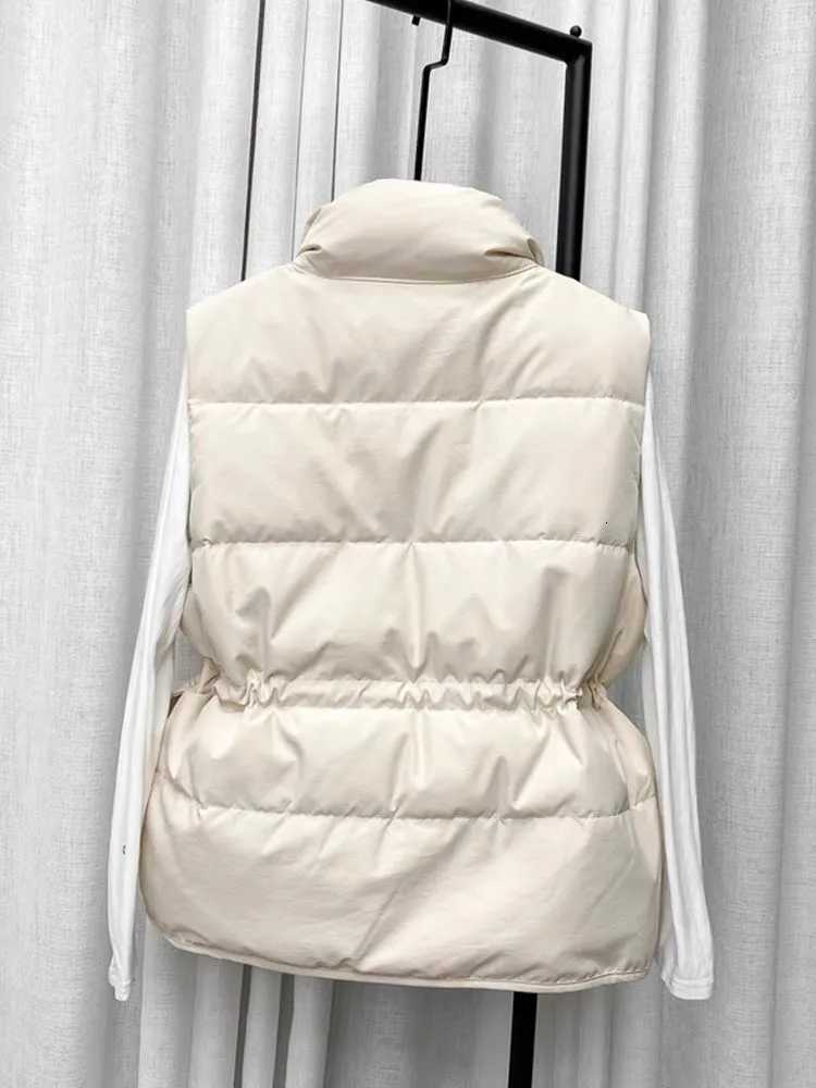 Parkas Women Vest Coats Thick Warm Sleeveless Turn Down Collar Drawstring Tight Waist Coat Single Breasted Autumn Winte CardiganT251128