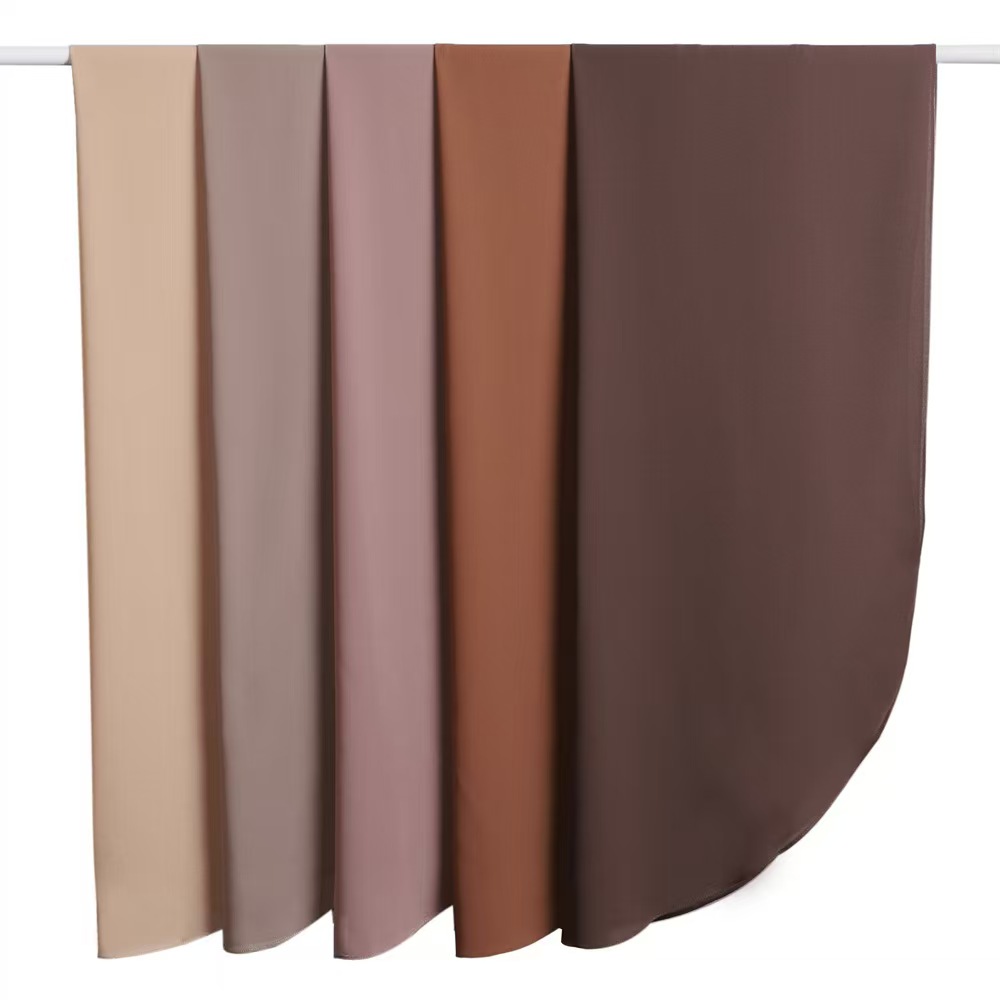 K550 Cross-border solid color semi-circular rounded pearl chiffon long scarf soft breathable drape headscarf shawl scarf