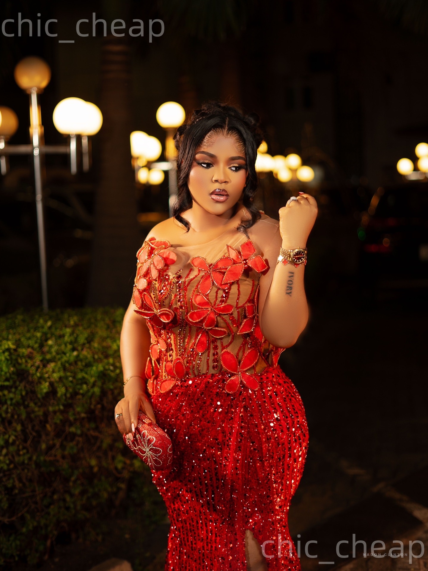 Aso Ebi Red Mermaid Prom Dresses 2026 Florals Crystals Beaded Sequined Evening Formal Party Second Birthday Engagement Gowns Plus Size Dress For Speci