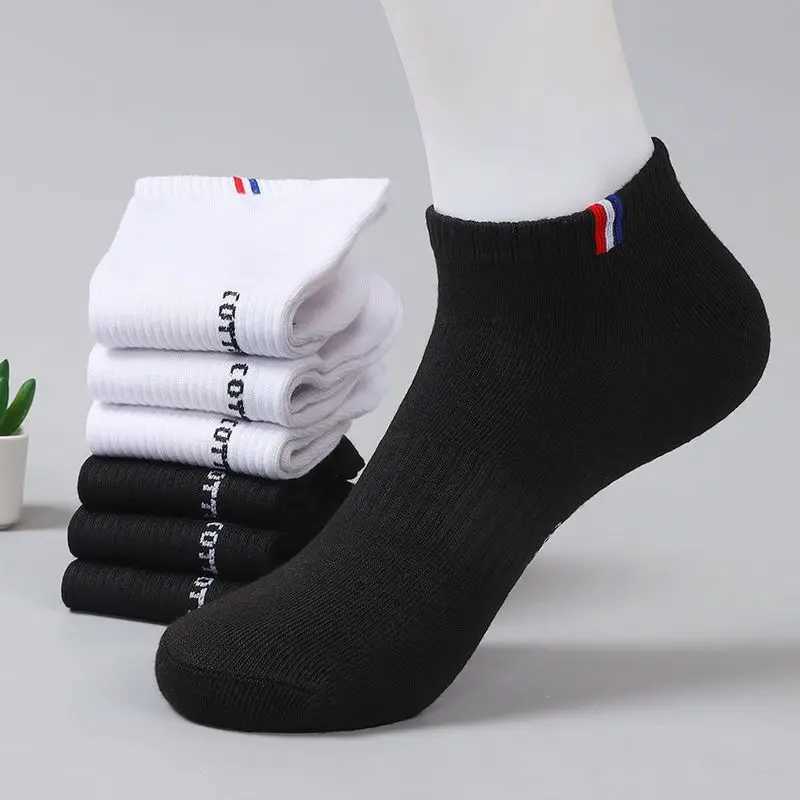 5 /10 Pairs 1 Lot Socks Men Summer Thin Low Tube Breathable White Black Striped Gift Sport Ankle Socks 1 Pack Calcetines Hombre J251128