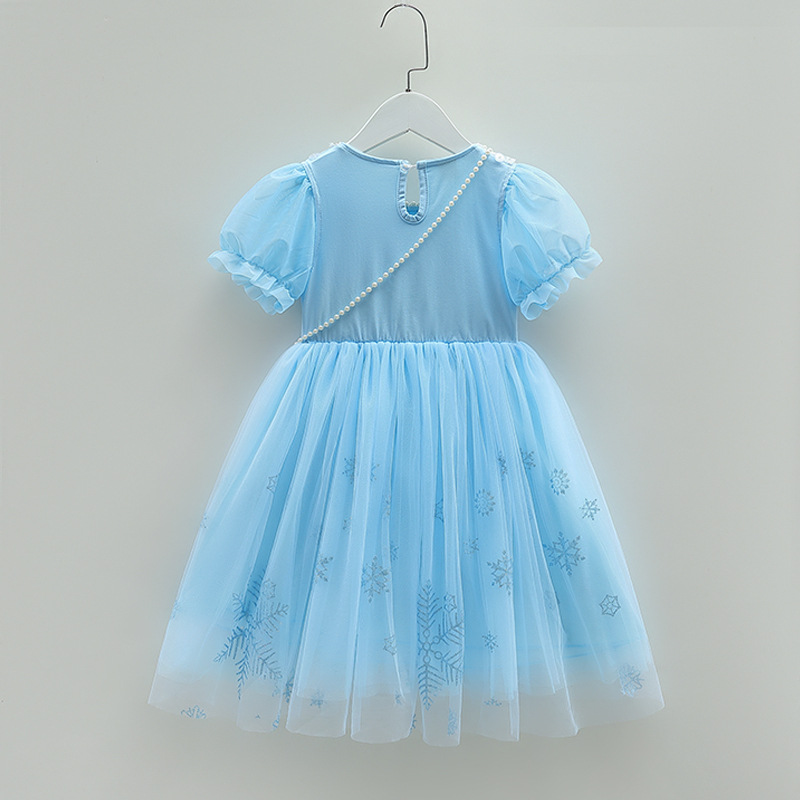 DISNEY kids designer clothes Frozen Elsa princess toddler designer clothes Baby cotton short-sleeved dress children summer girl clothes.