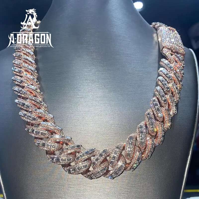 Designer necklace Factory Custom 925 Sterling Silver Moissanite Diamond Necklace VVS Miami Cuban Link for Hip Hop Rapper