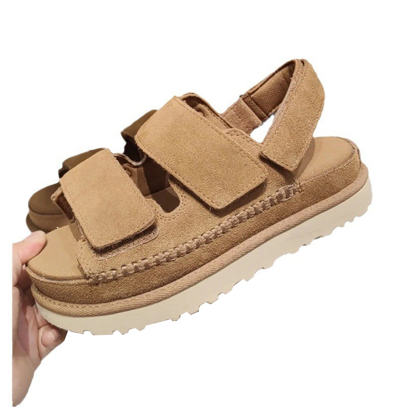 Soled Thick Women's Summer 2024 New Fashion Round Head Sandals Elastic Band Ankle Strap Casual Shoes Female Versatile