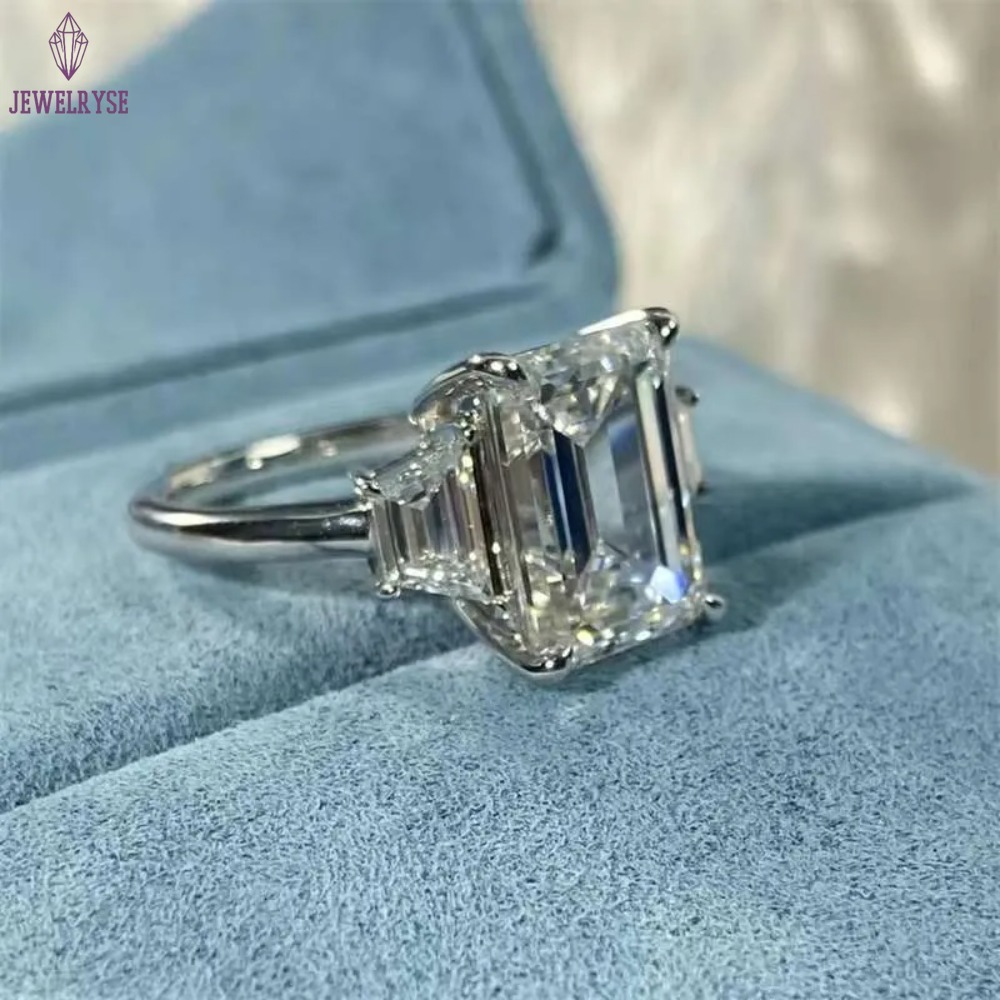 10K 14K 18K White Gold IGI Certificated Lab Grown Diamond 5CT Vintage Engagement Emerald Cut Ring