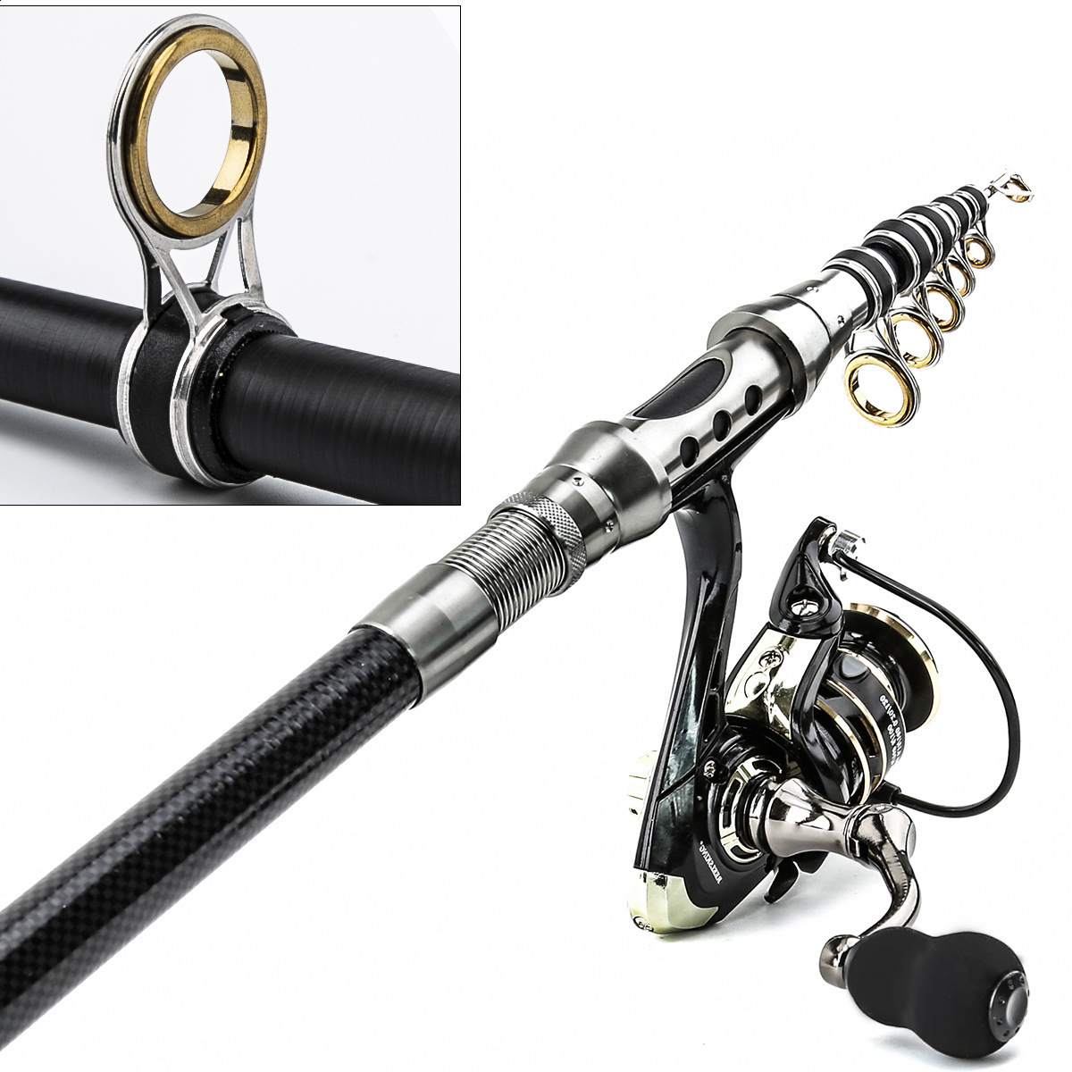 Fishing Accessories Spinning Rod Combo 15m24m Carbon Fiber and 20003000 Reel Telescopic Pole Kit Pesca 231213