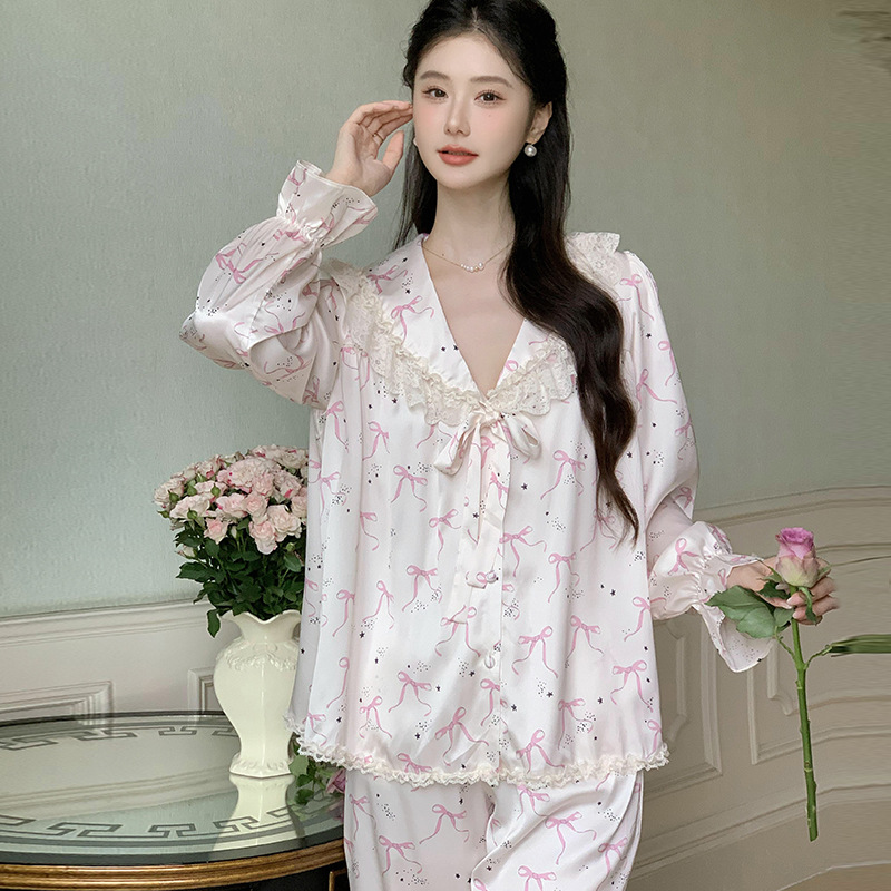 B853-Pajamas women summer pure cotton summer new short-sleeved cropped pants Korean style casual cute outer wear home clothes suit ladies