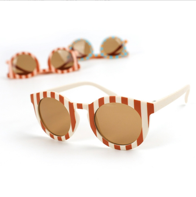 2-8 Years Kids Cute Checker Panel Color Round UV400 Baby Girls Outdoor Protection Sunglasses Children Sun Glasses Z260305