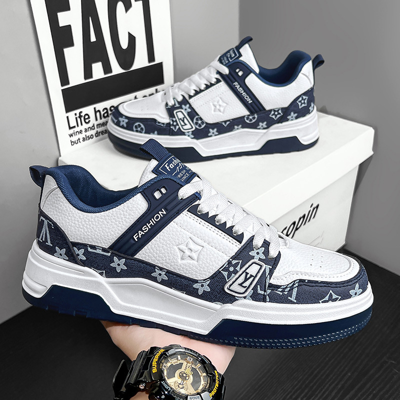 Designer shoes free shipping 2025 new fashionable white shoes casual comfortable thick soled sports board shoes for mens