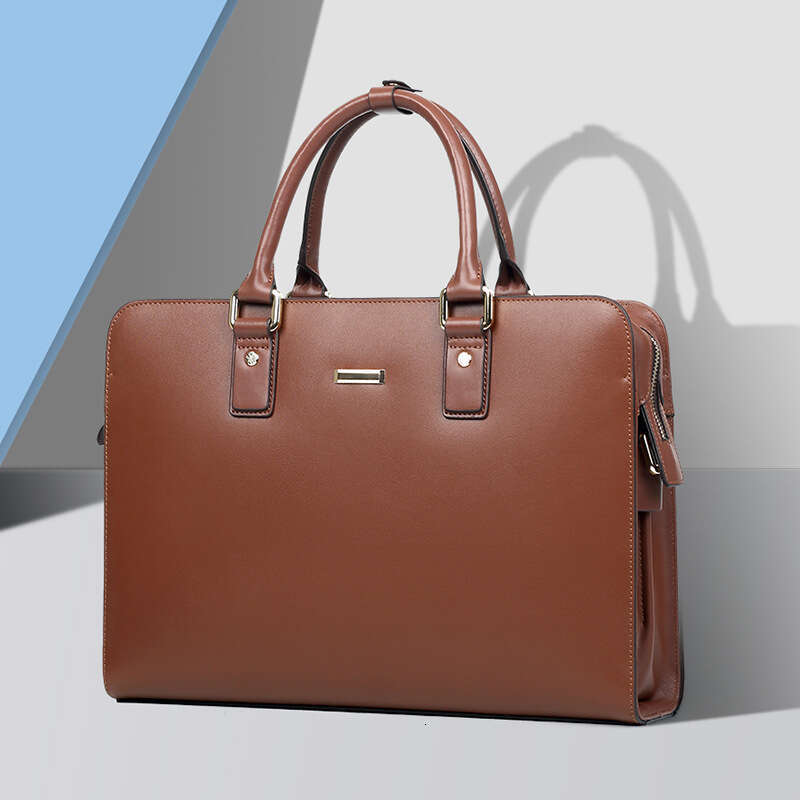 Luxury Bag Designer New Genuine Leather Two Layer Cowhide Laptop Bag Business Briefcase Horizontal Large Capacity Men S Handbag