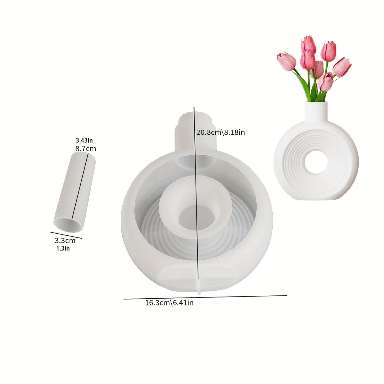 Nordic-Inspired European Style Oval Silicone Mold for Handmade Decorative Gypsum Vases