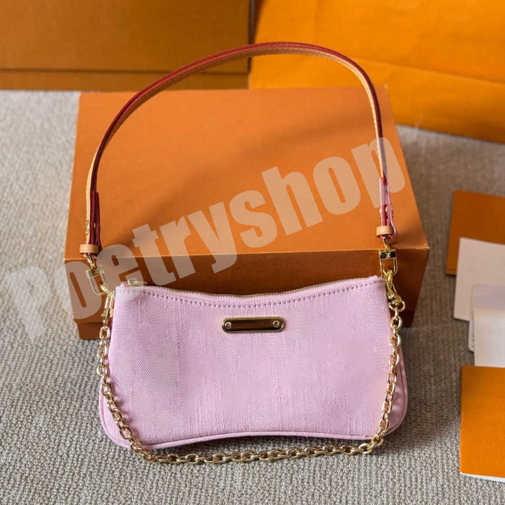 Hot luxury pink designer bag shoulder bag pochette pink denim bag vintage crossbody bag flower underarm bag mini print purse lady tote beach bag travel embossed bag 02
