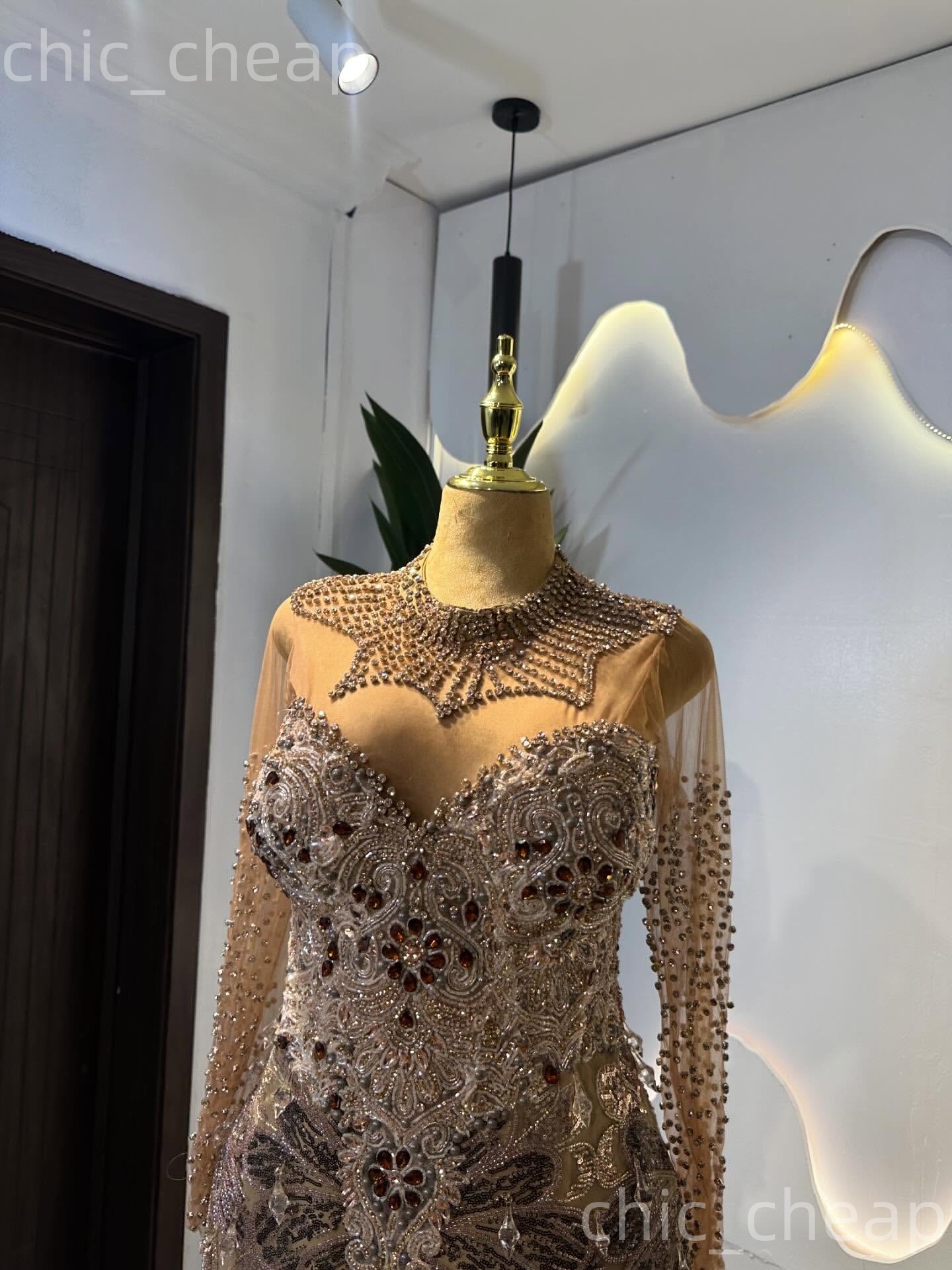 Aso Ebi Champagne Mermaid Prom Dresses 2026 Rhinestones Illusion Evening Formal Party Second Birthday Engagement Gowns Plus Size Dress For Special Occ