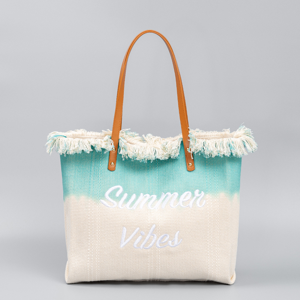 Summer New Arrival Embroidered Canvas Tote Bag with Fringe & Magnetic Closure - Beach Crossbody, Commuter Shoulder Bag, Free Shipping