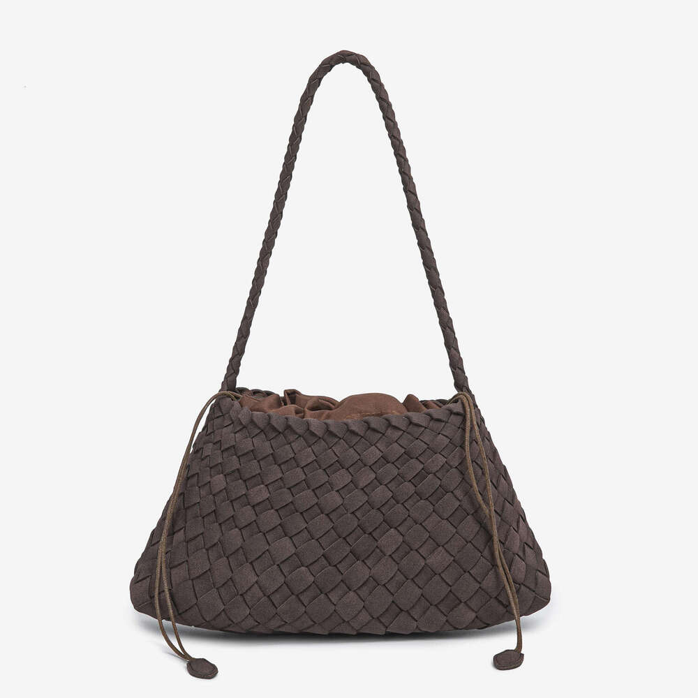 New Handmade Woven Single Shoulder Underarm Autumn Winter Matte Small Boat Bag French Retro Basket Mother Handbag