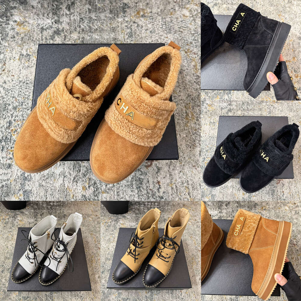winter luxury Ankle Boots Short Boot Designer Shoe Woman Round Toe Thick Sole flat Suede leather Shearling Wool Warm snow boot Martin boots knight boots fashion shoes